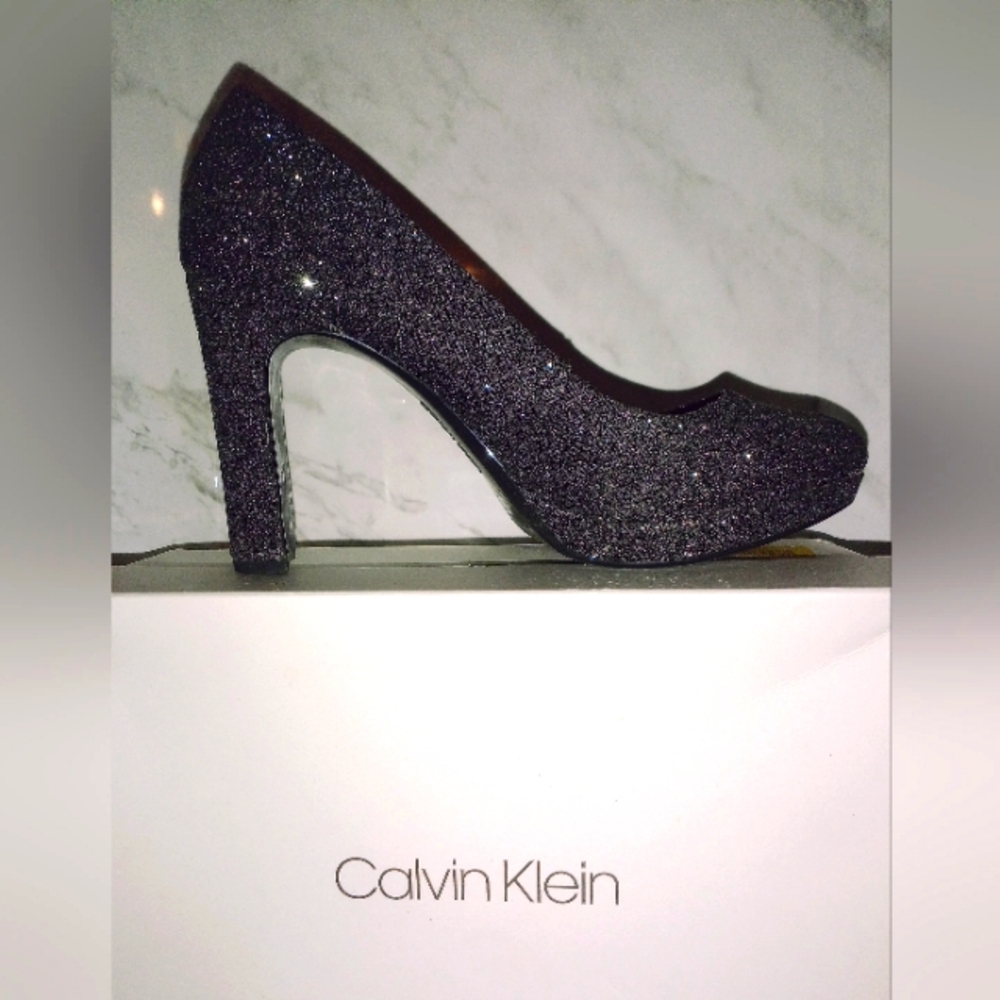 Calvin Klein Women's Premda Pumps In Black Glitter Denim
